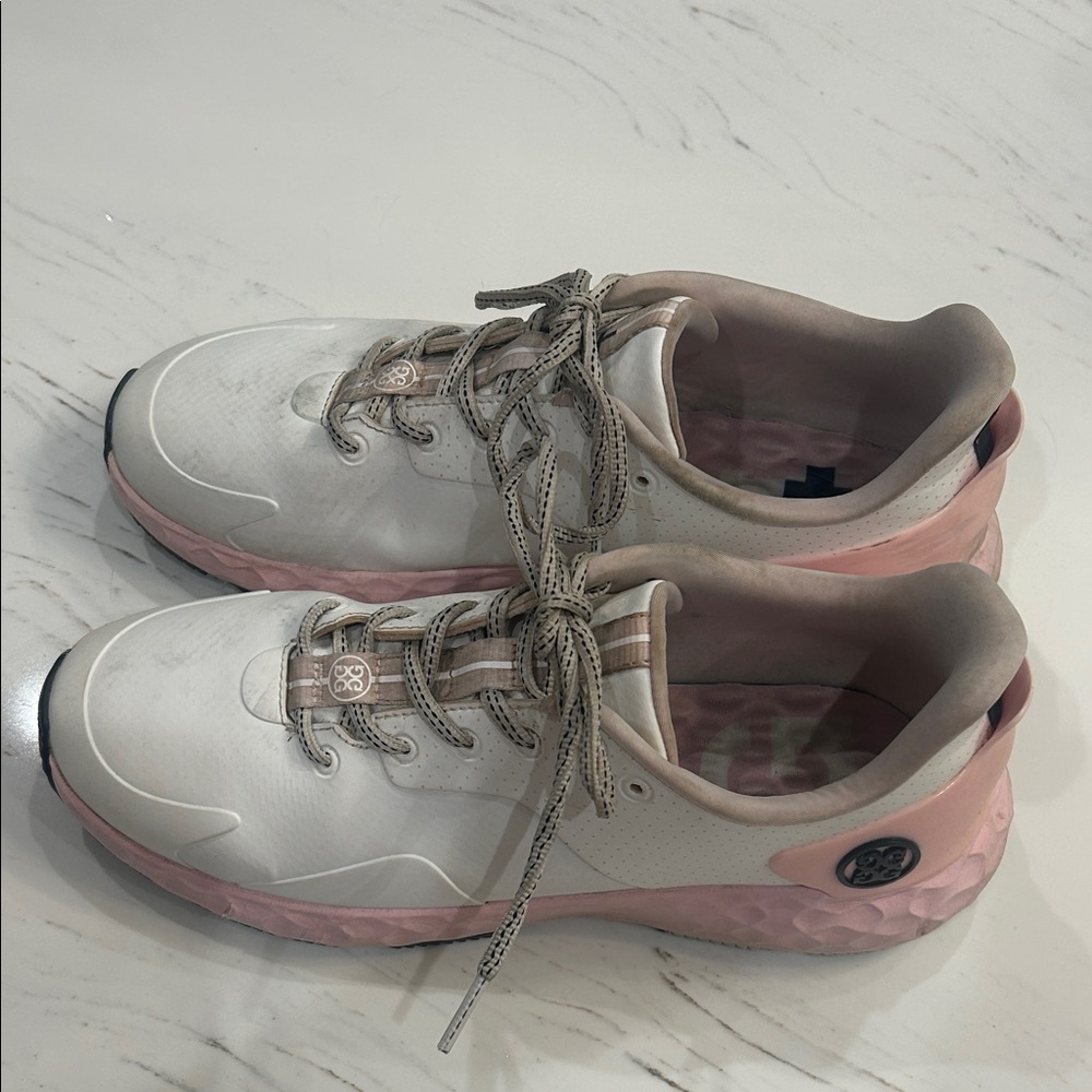 Women's White and Pink Athletic Shoes